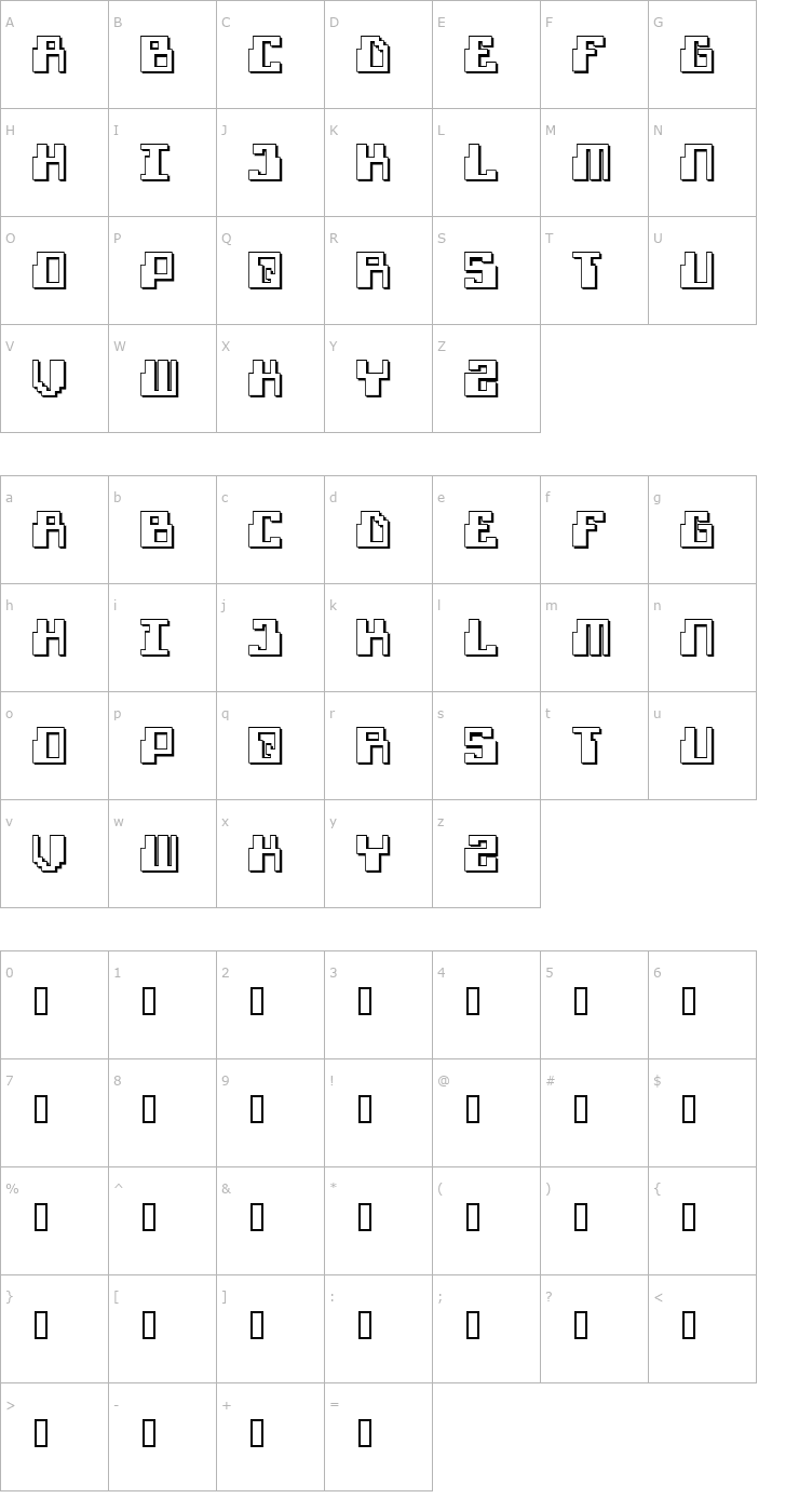 Character Map Futurism Font