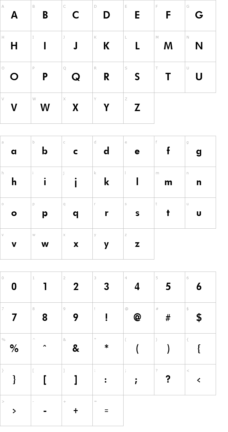 Character Map FuturistFixedWidth Bold Font