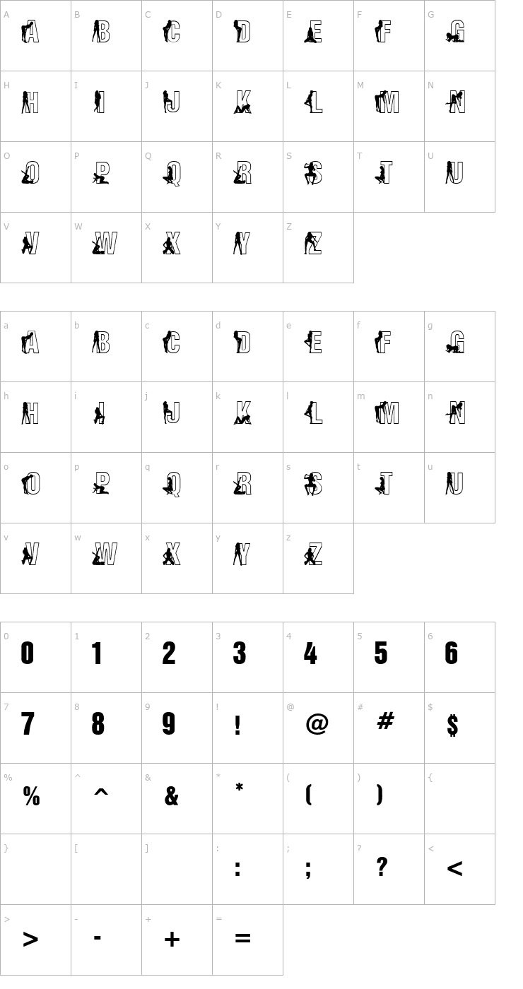 Character Map Fuzzy Cootie Font