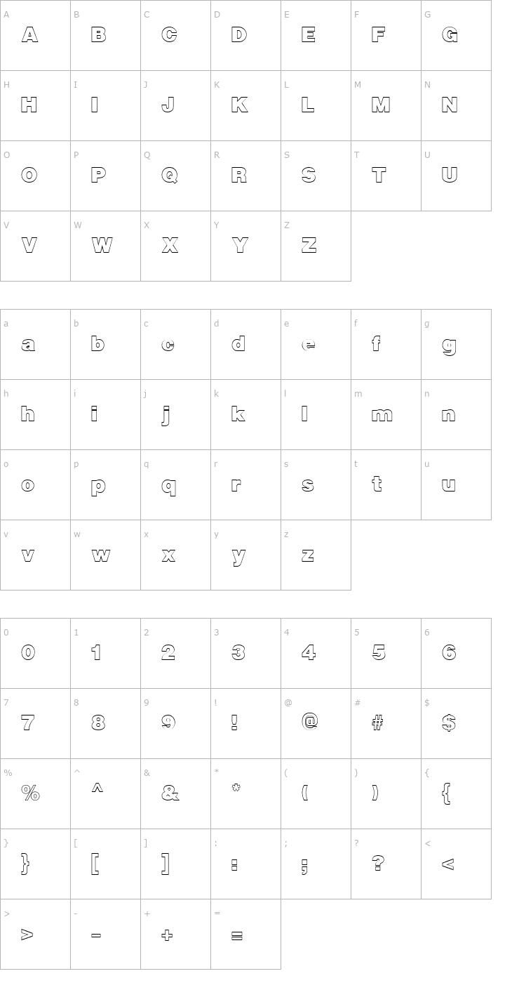 Character Map FZ BASIC 13 HOLLOW Font