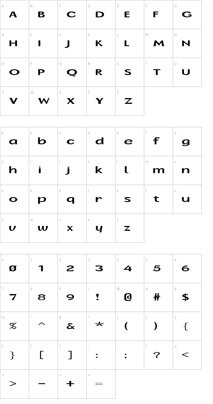 Character Map FZ BASIC 14 EX Font