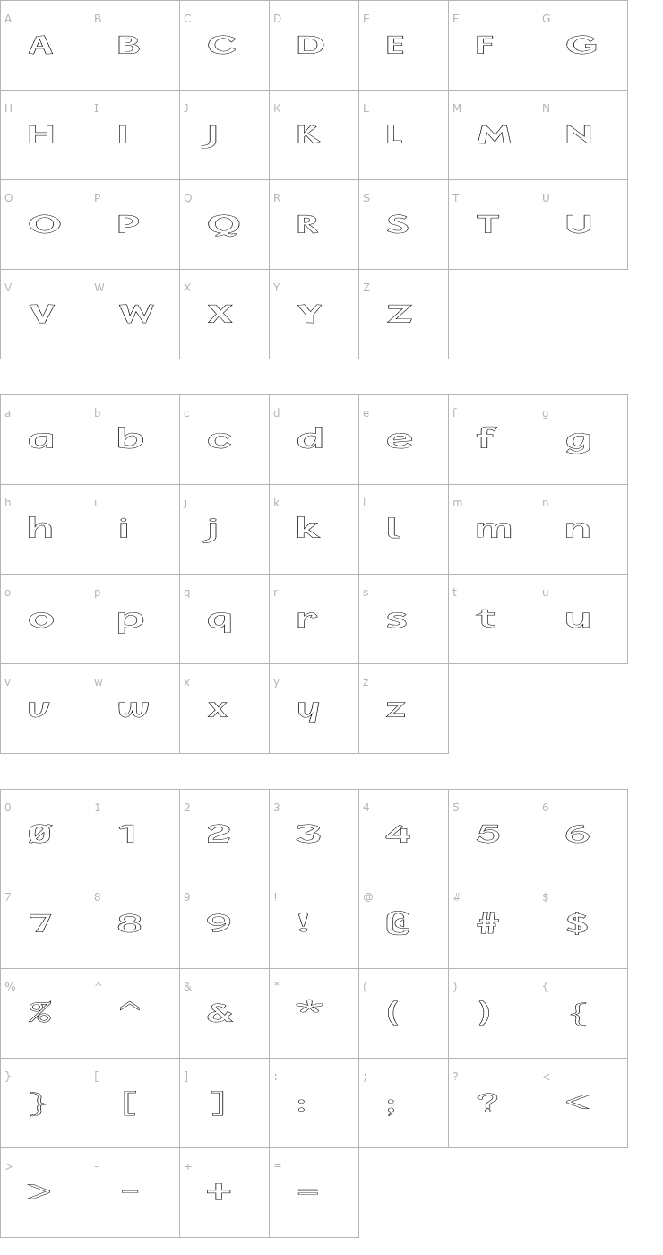 Character Map FZ BASIC 14 HOLLOW EX Font