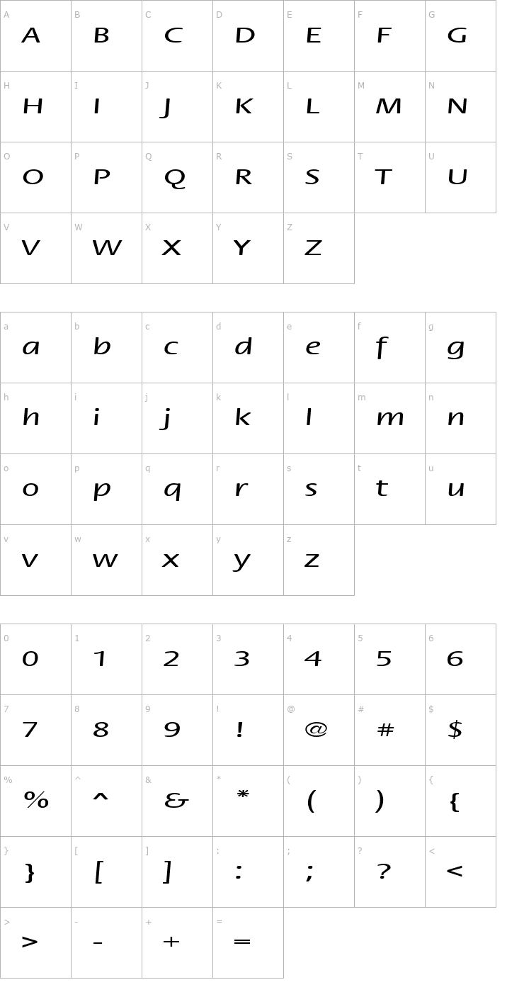 Character Map FZ BASIC 17 EX Font