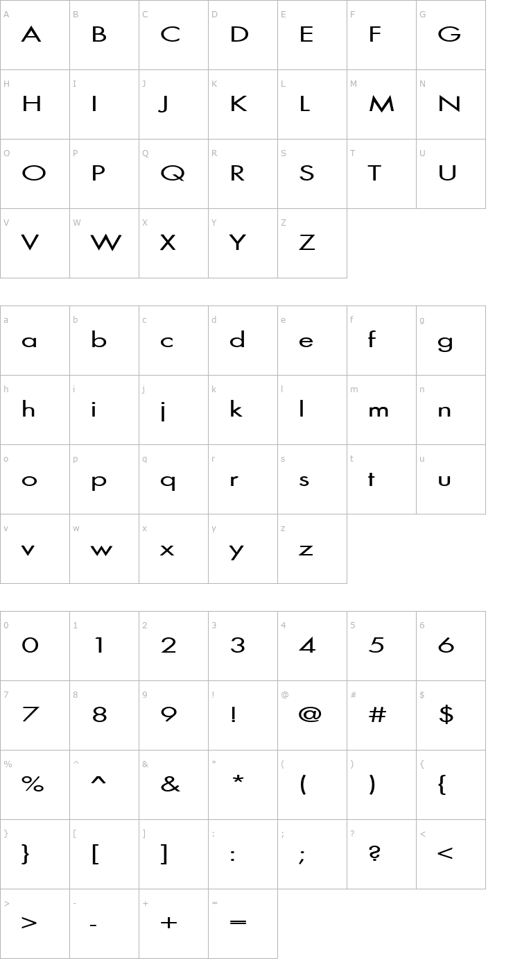 Character Map FZ BASIC 18 EX Font