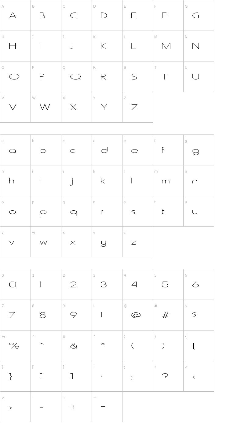 Character Map FZ BASIC 20 EX Font