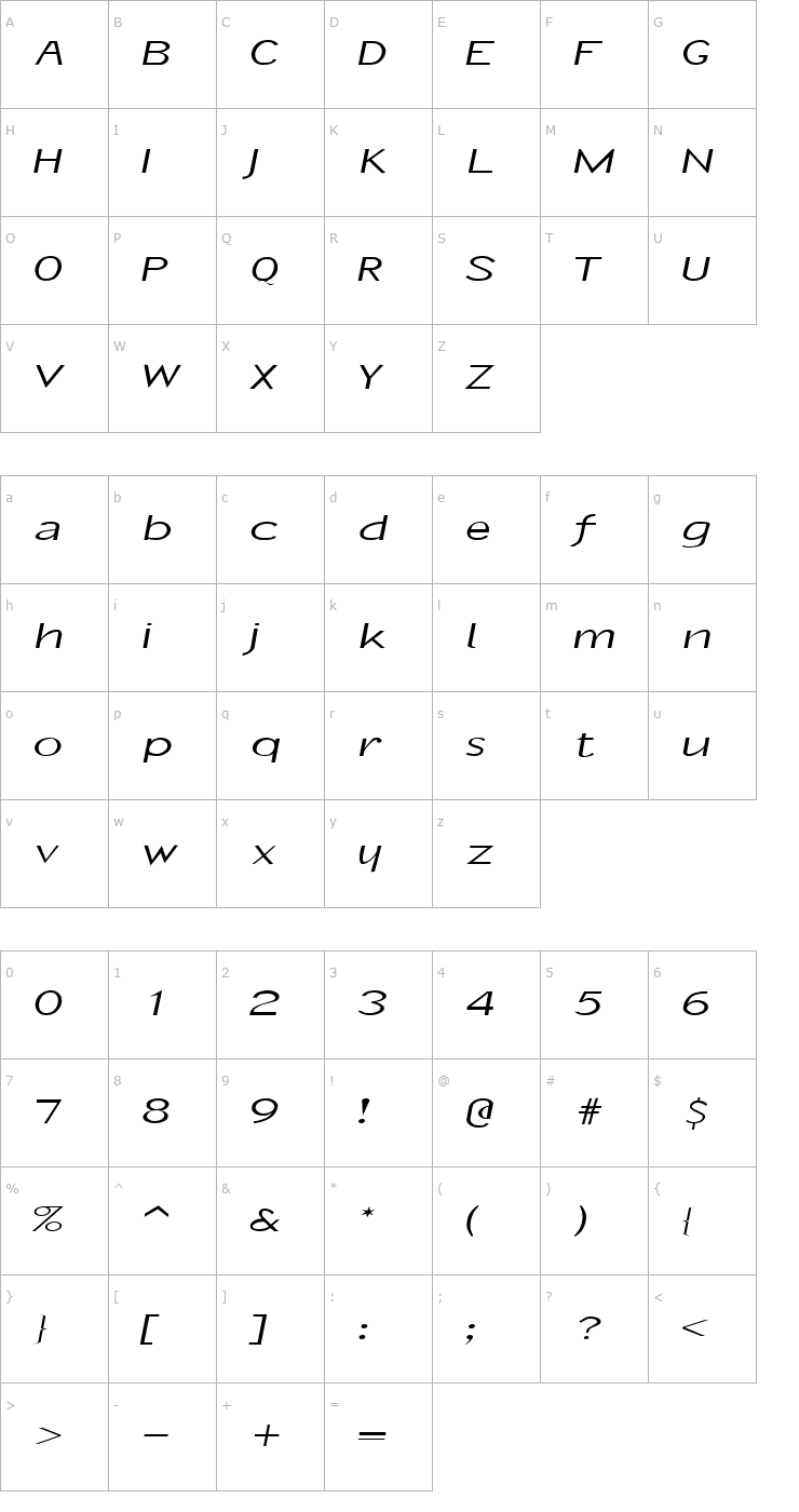 Character Map FZ BASIC 21 EX Font