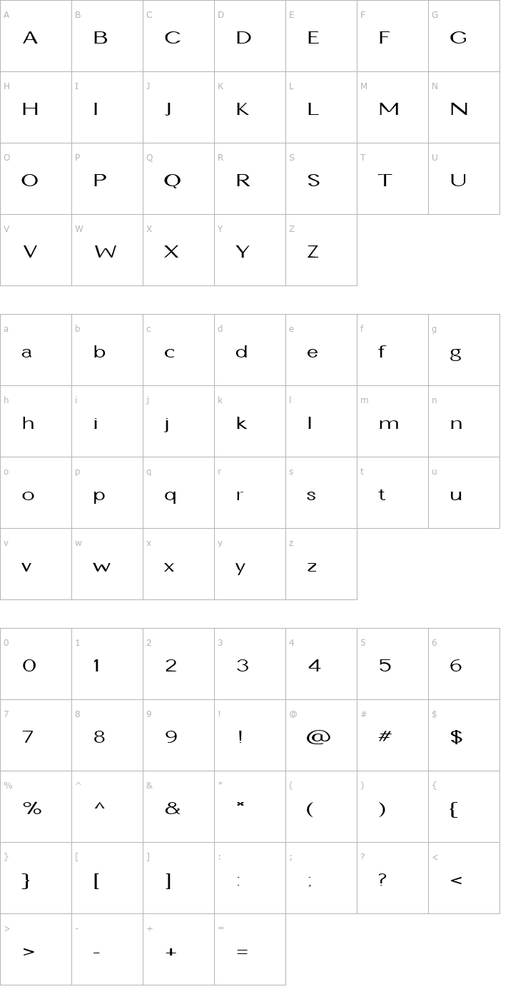Character Map FZ BASIC 22 Font