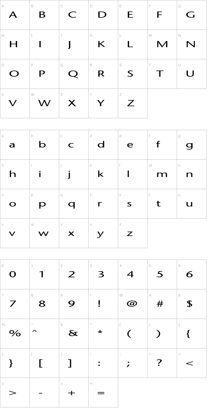 Character Map FZ BASIC 25 EX Font