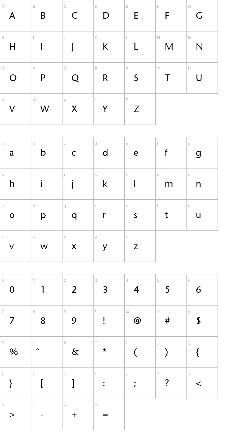 Character Map FZ BASIC 25 Font