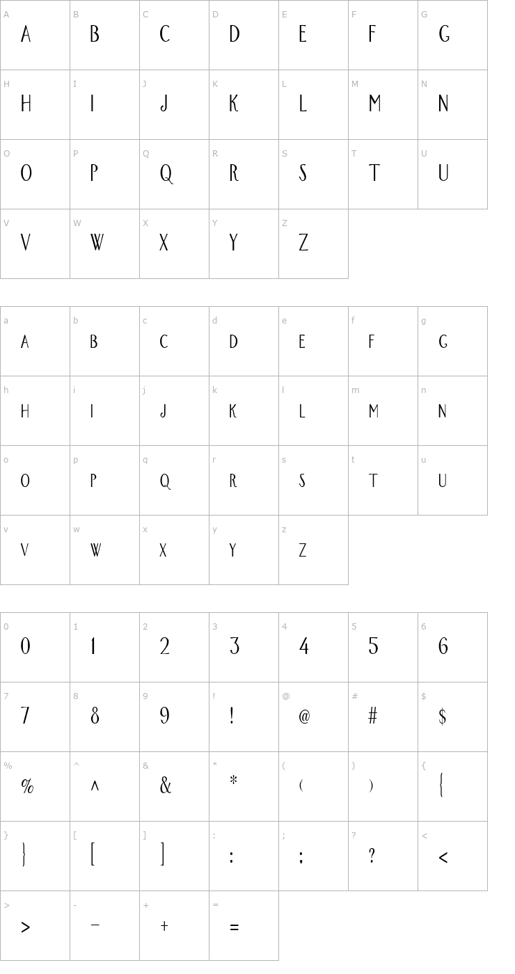 Character Map FZ BASIC 26 COND Font