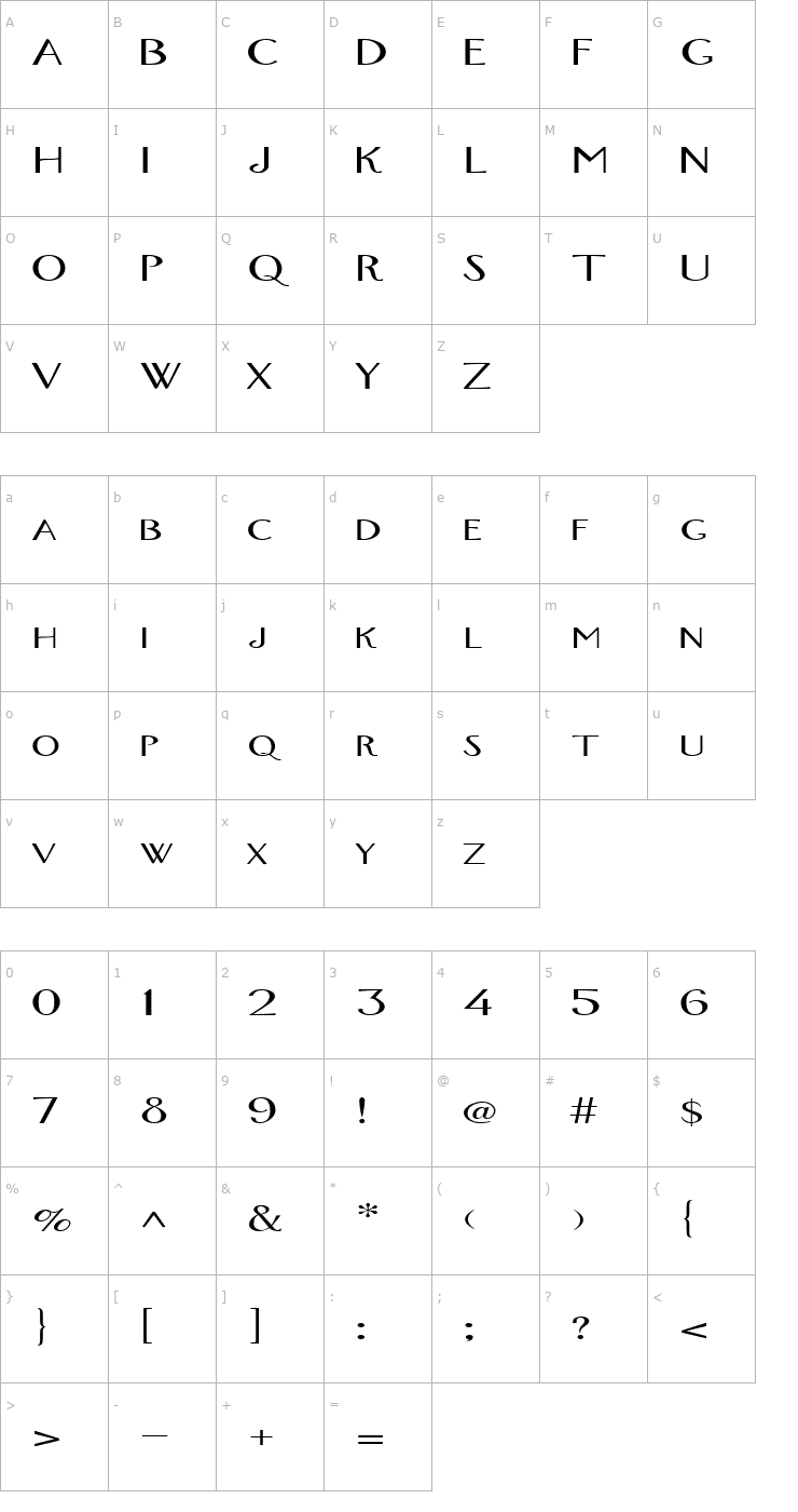 Character Map FZ BASIC 26 EX Font