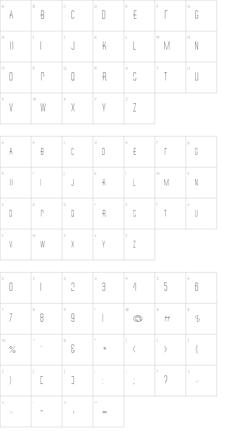 Character Map FZ BASIC 27 EX Font