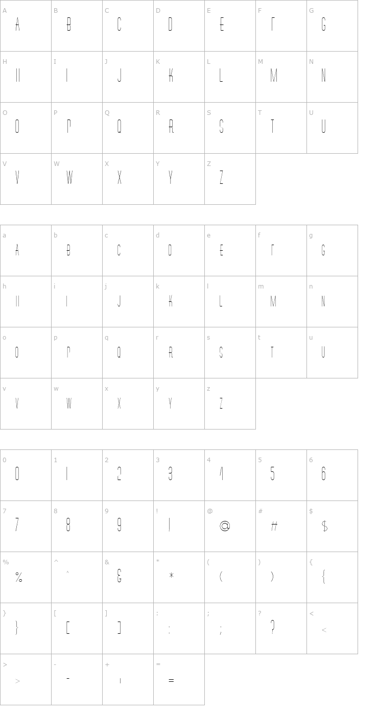 Character Map FZ BASIC 27 Font
