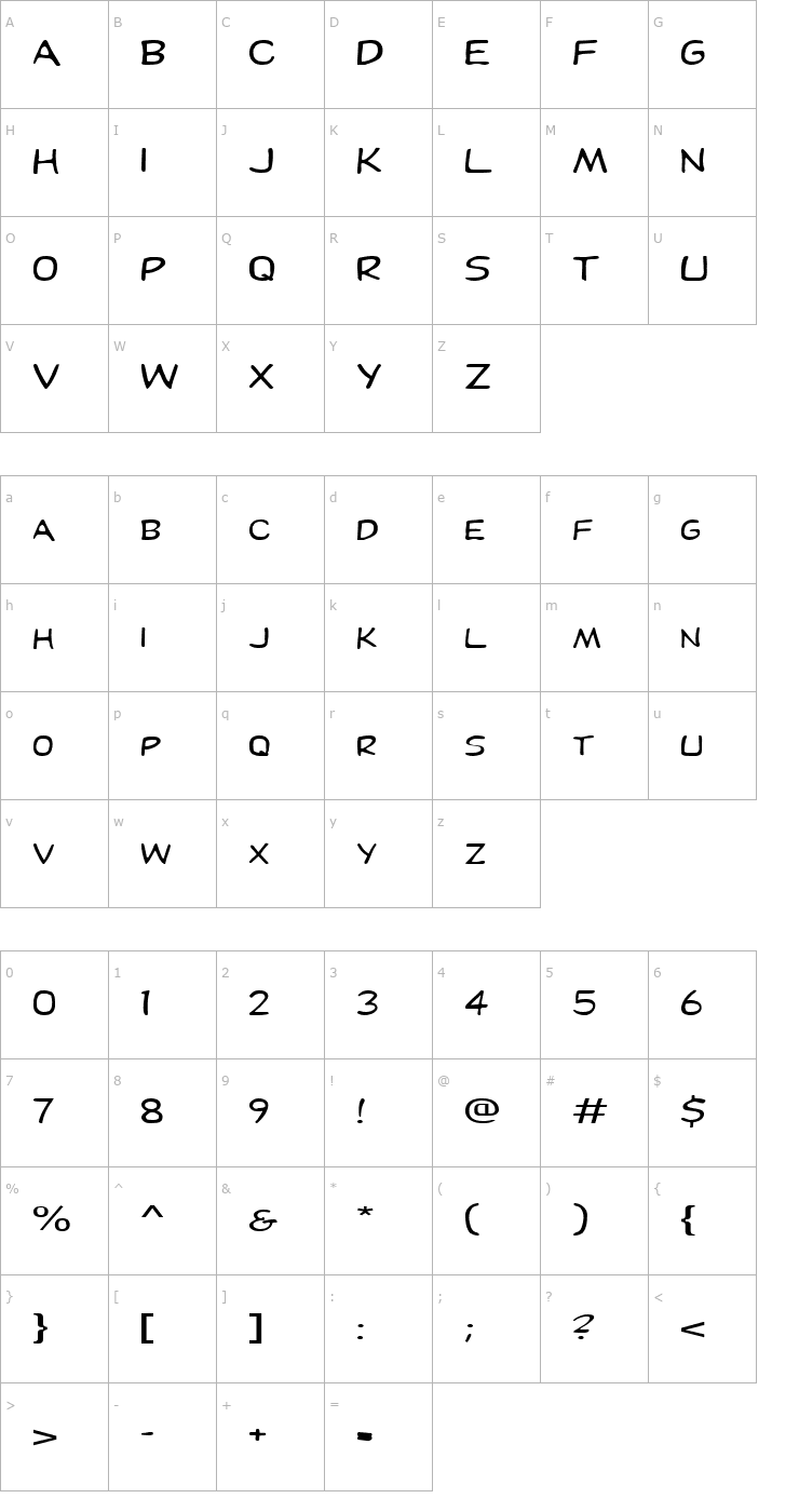 Character Map FZ BASIC 29 EX Font
