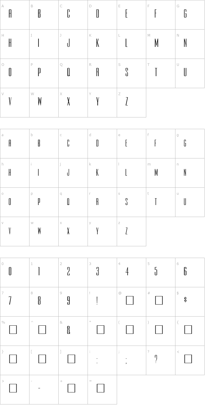 Character Map FZ BASIC 39 EX Font