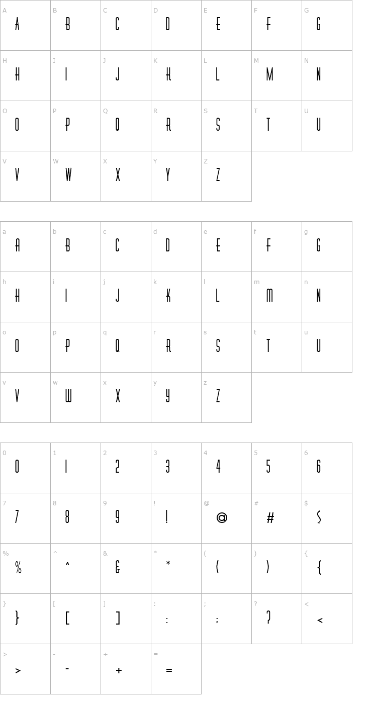 Character Map FZ BASIC 40 Font