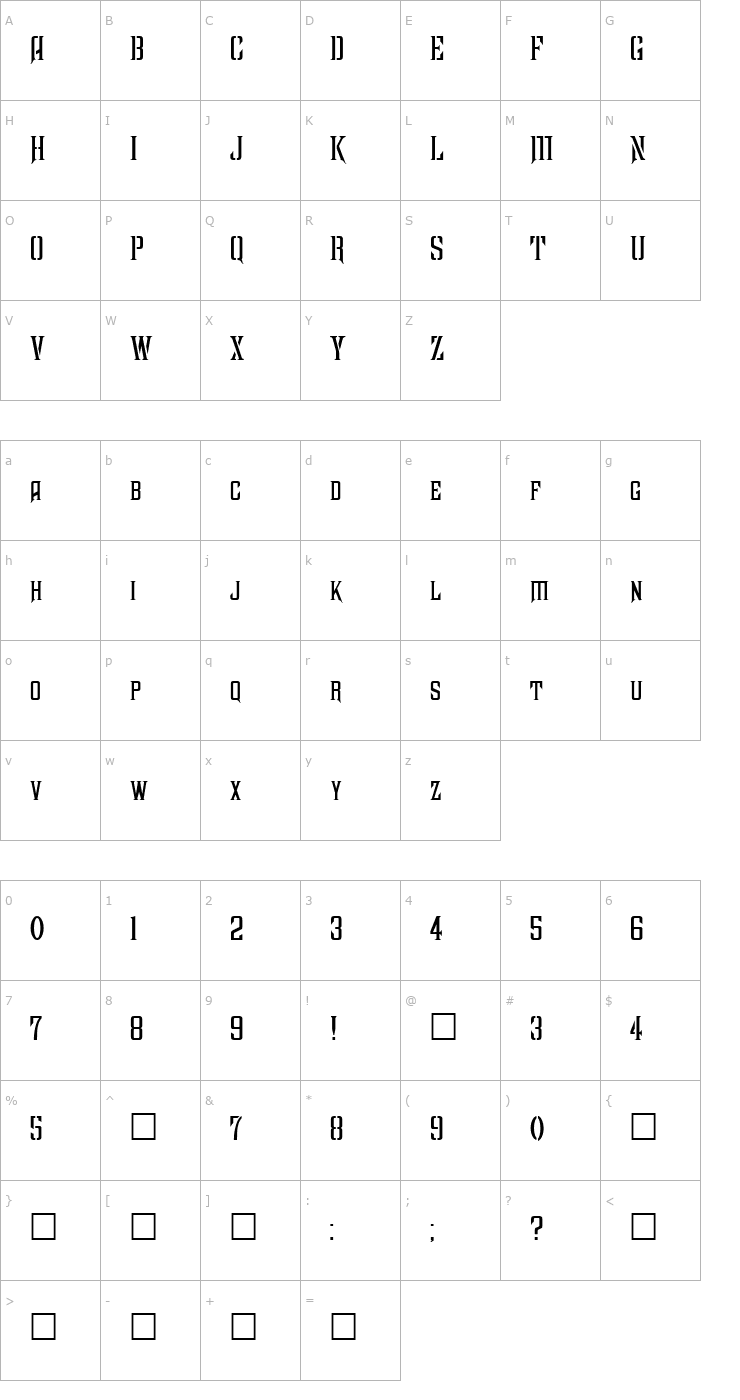 Character Map FZ BASIC 41 Font