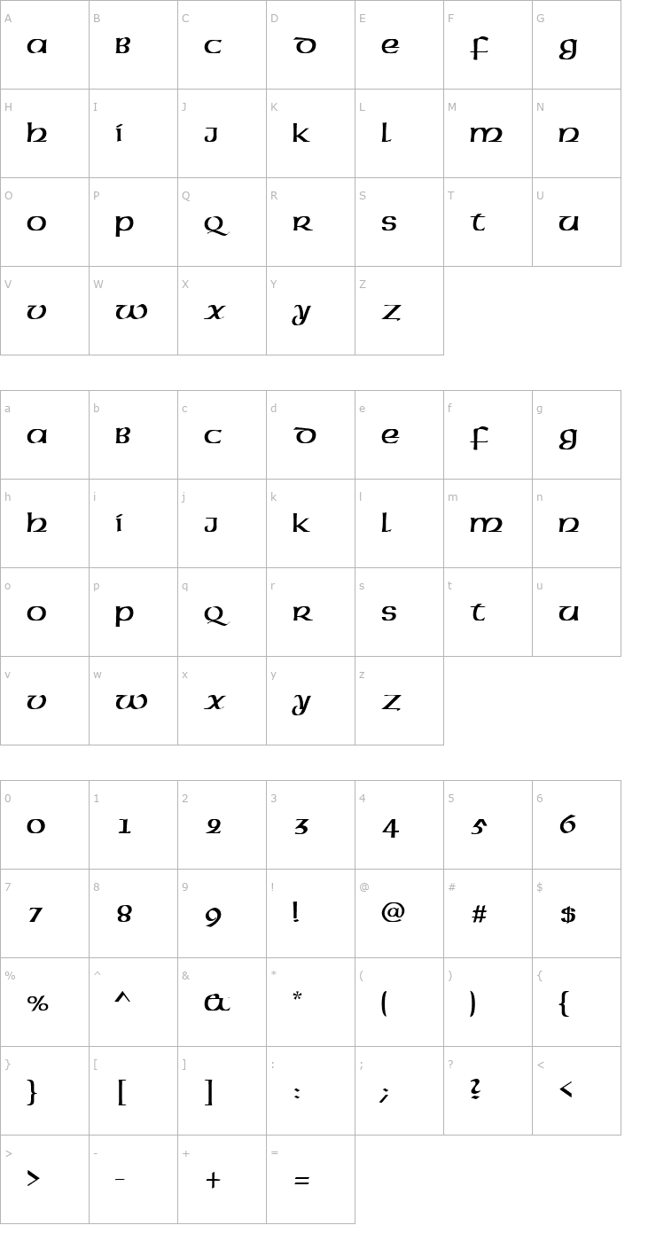 Character Map FZ BASIC 43 Font