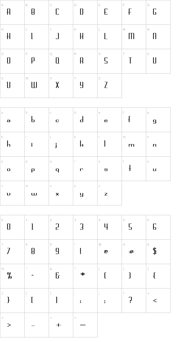 Character Map FZ BASIC 44 EX Font