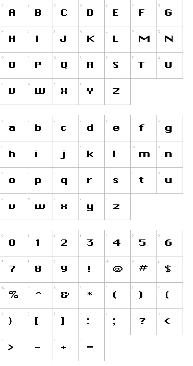 Character Map FZ BASIC 45 EX Font