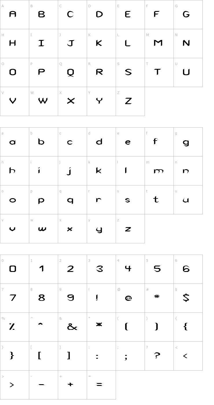 Character Map FZ BASIC 47 EX Font