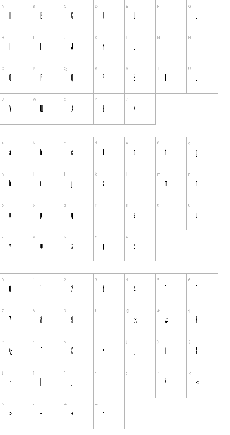 Character Map FZ BASIC 51 Font