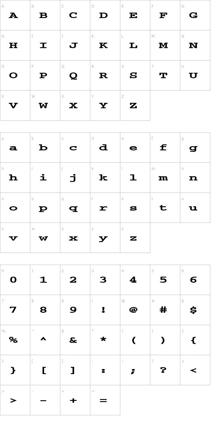 Character Map FZ BASIC 54 EX Font
