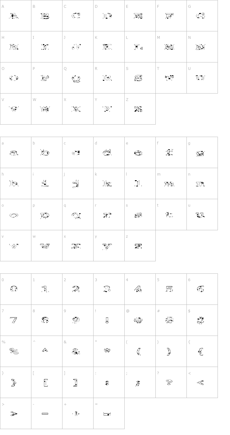 Character Map FZ BASIC 54 SPOTTED EX Font
