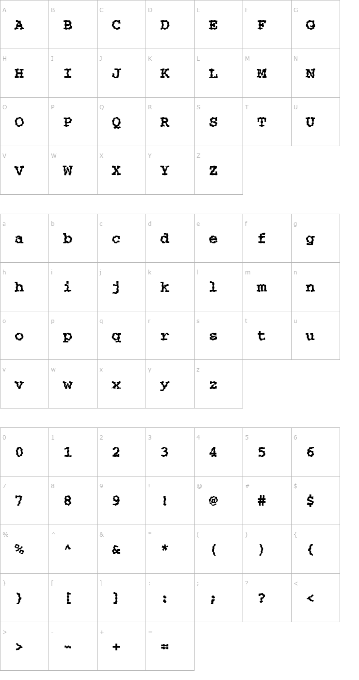 Character Map FZ BASIC 54 WAVEY Font