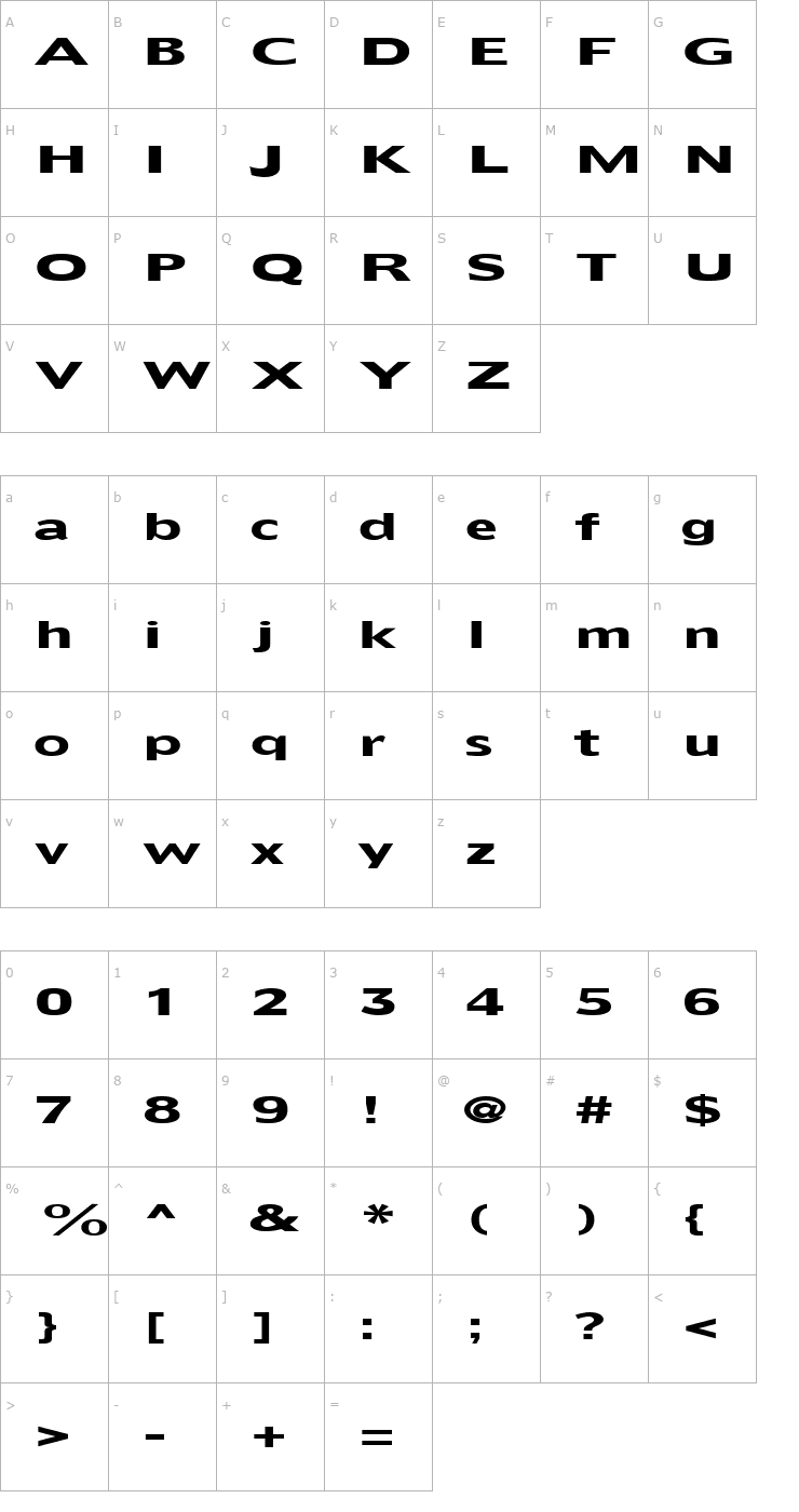 Character Map FZ BASIC 55 EX Font
