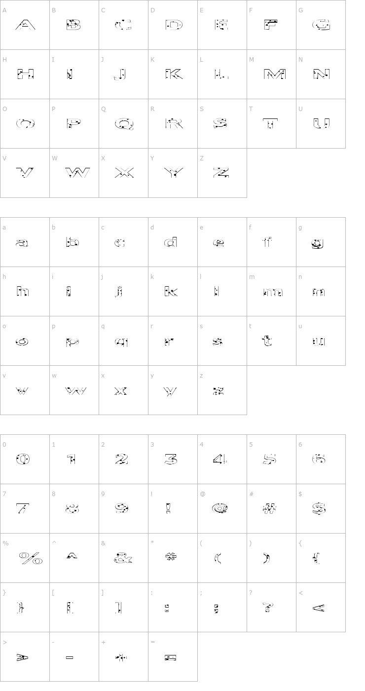 Character Map FZ BASIC 55 SPOTTED EX Font