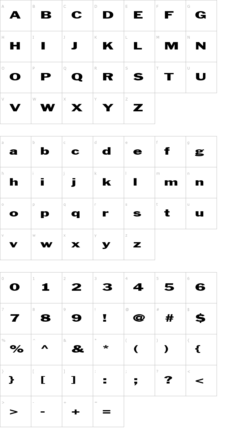 Character Map FZ BASIC 56 EX Font