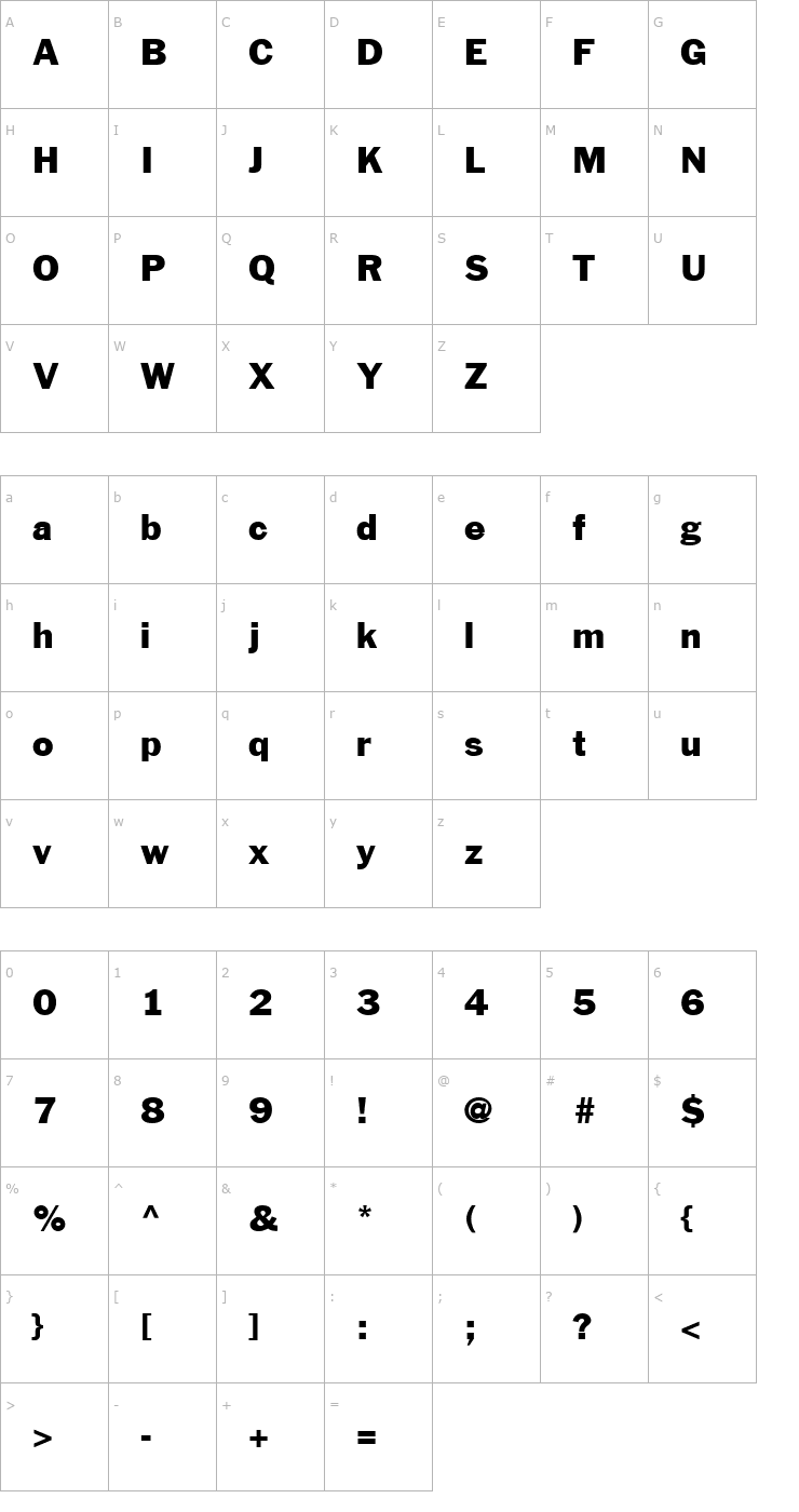 Character Map FZ BASIC 56 Font