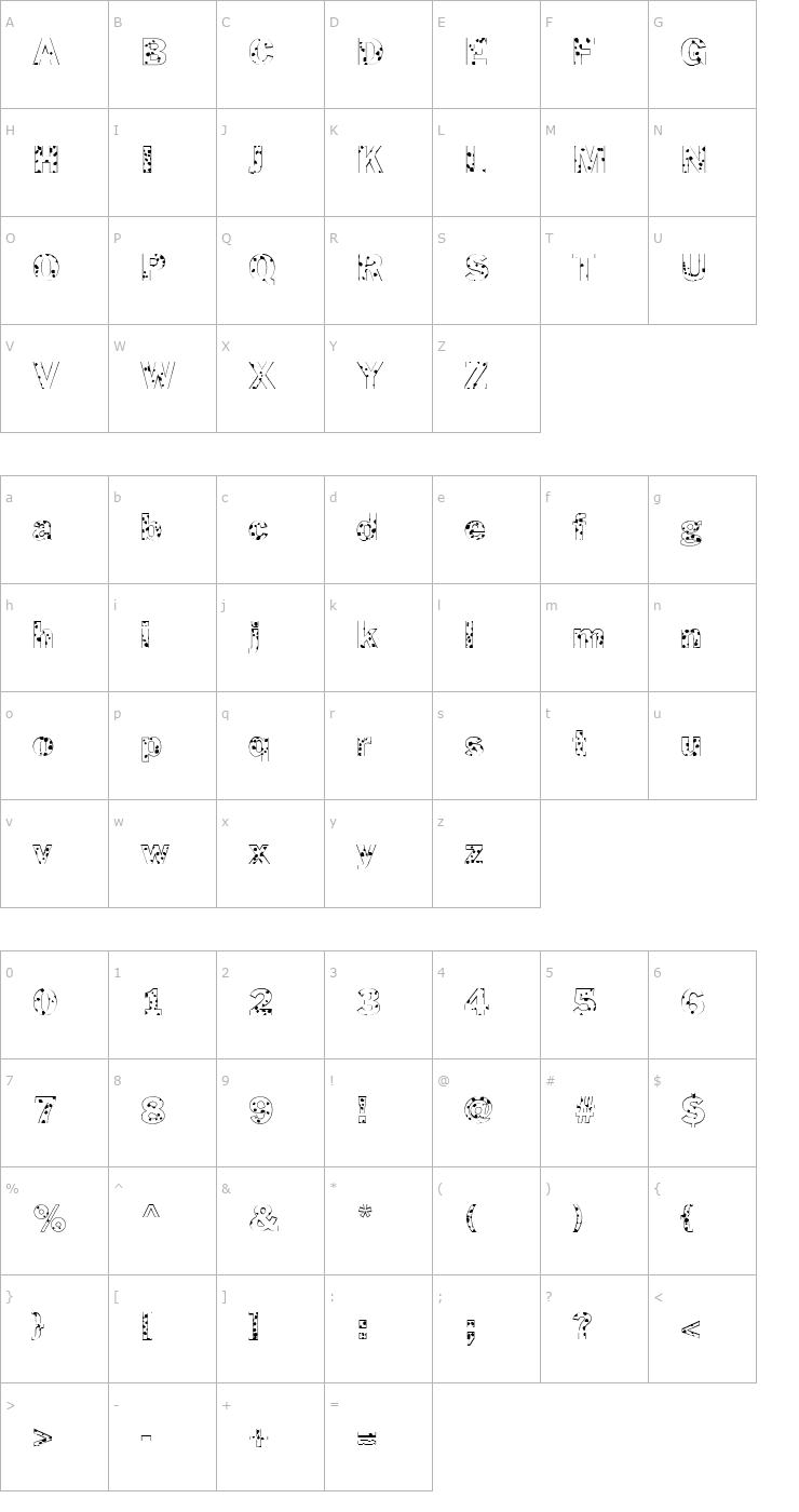 Character Map FZ BASIC 56 SPOTTED Font