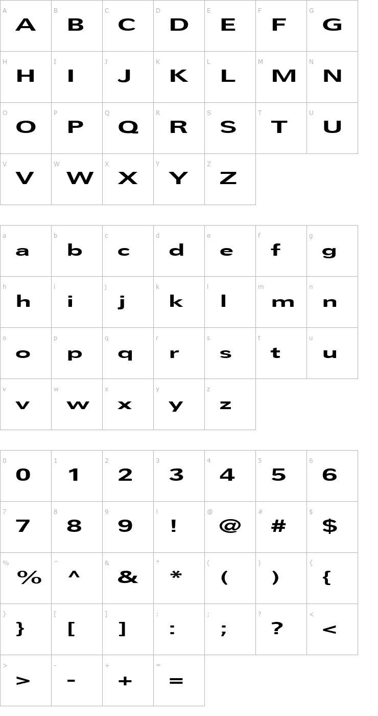 Character Map FZ BASIC 57 EX Font