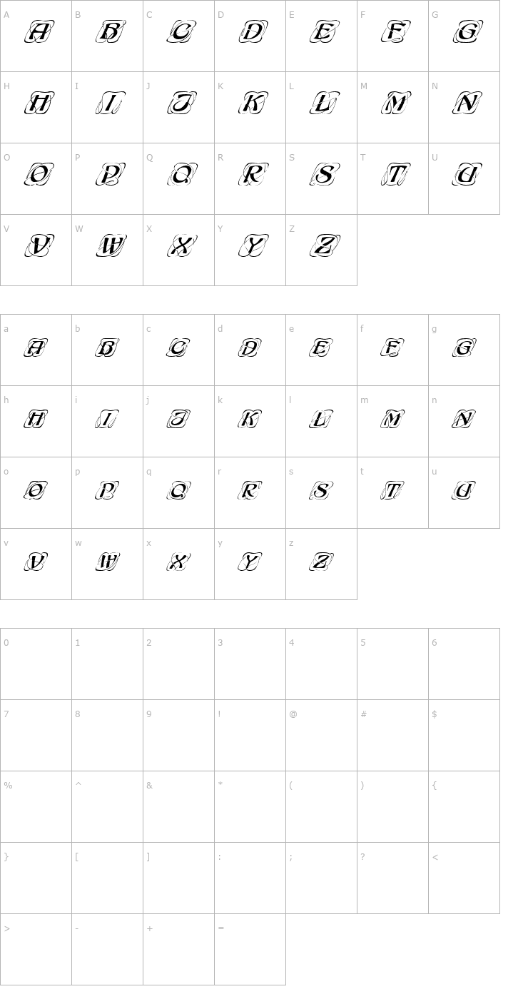 Character Map FZ BORDERS 11 ITALIC Font