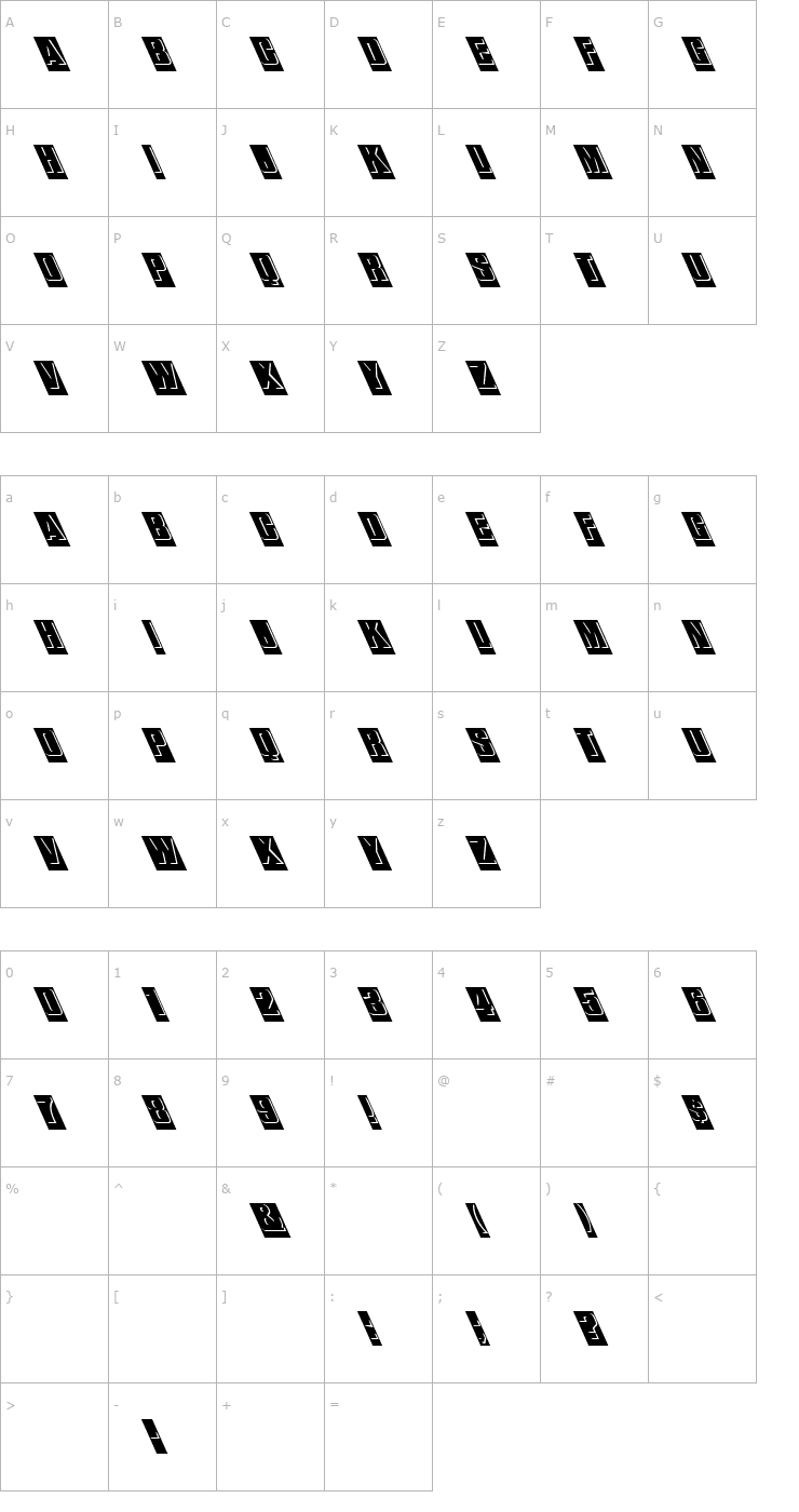 Character Map FZ BORDERS 13 LEFTY Font