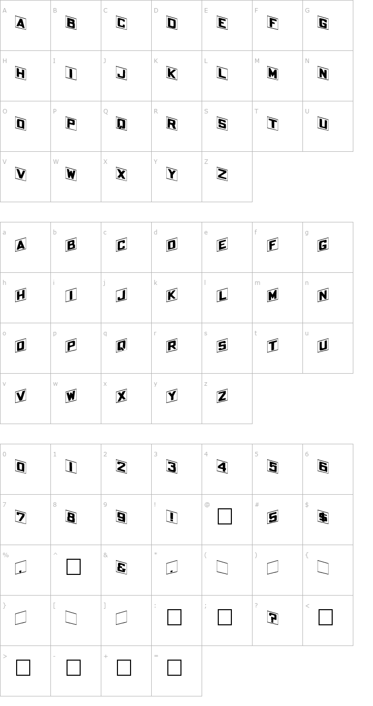 Character Map FZ BORDERS 14 EX Font