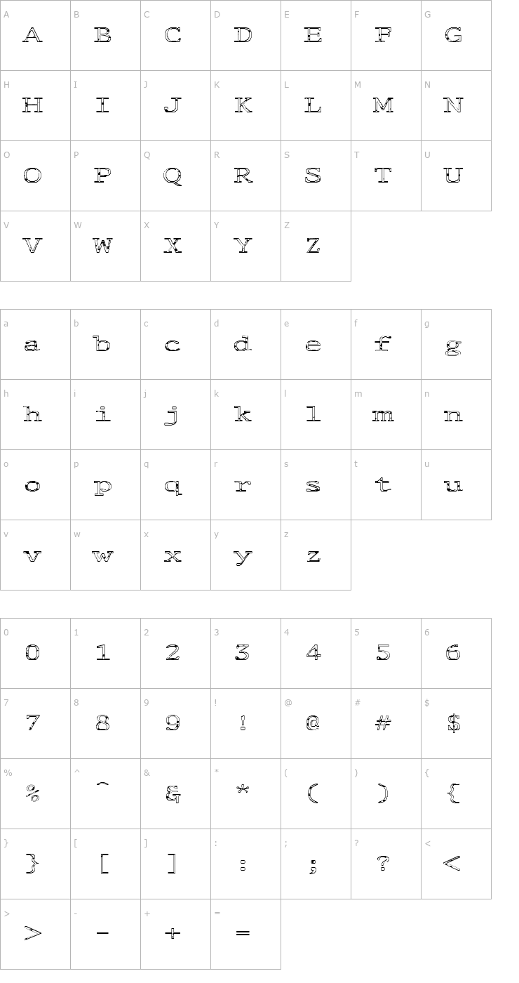 Character Map FZ DIGITAL 1 SPOTTED EX Font