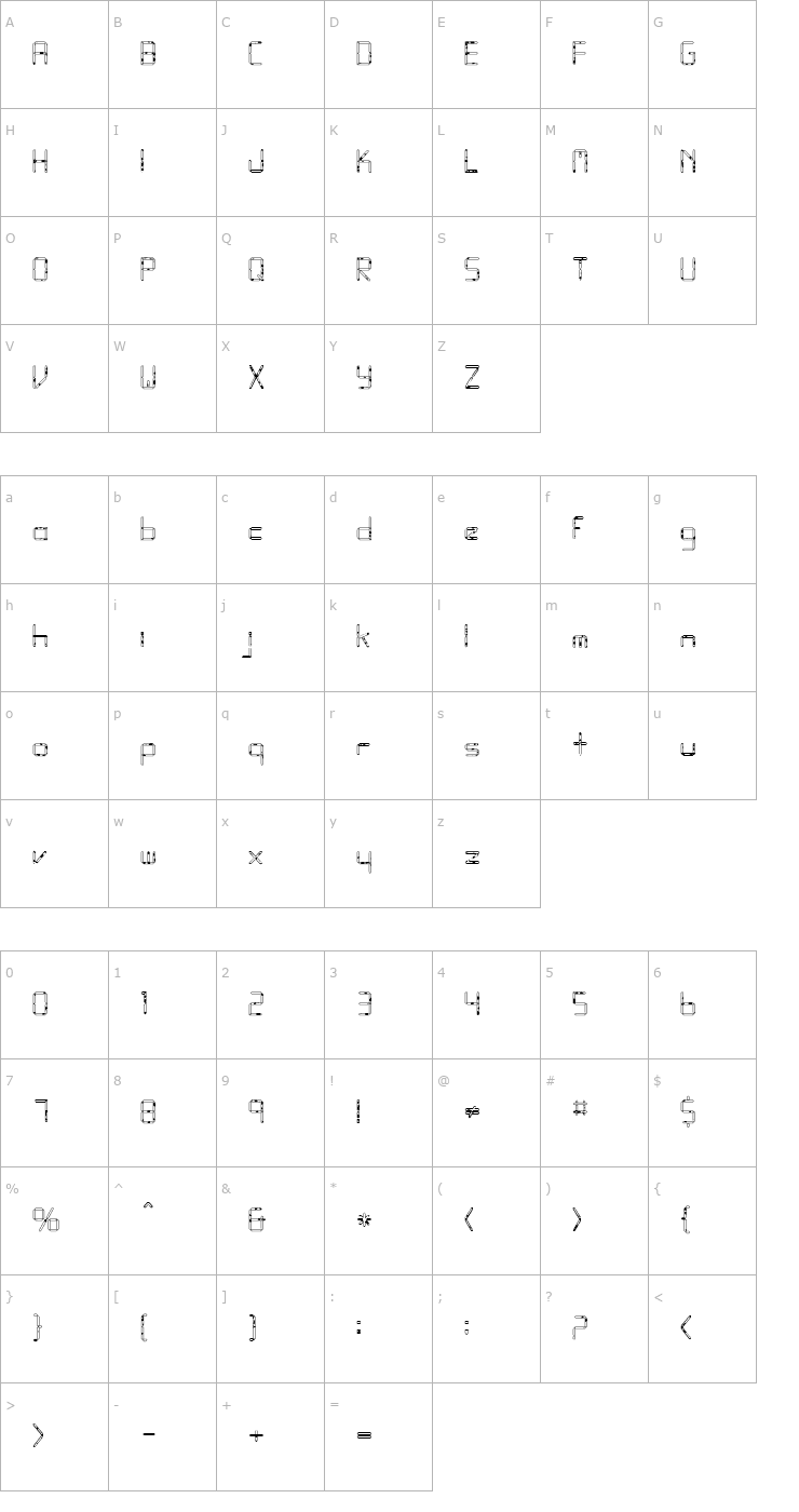 Character Map FZ DIGITAL 10 SPOTTED Font