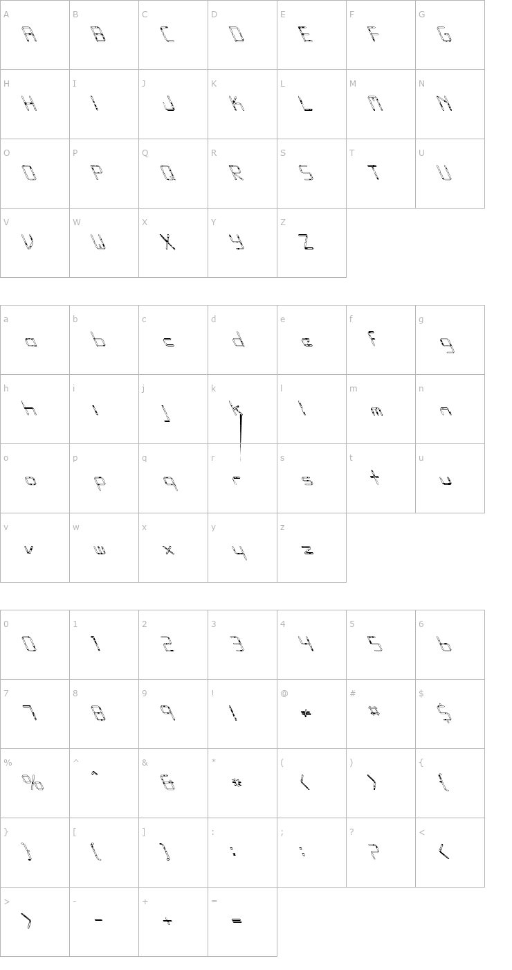 Character Map FZ DIGITAL 10 SPOTTED LEFTY Font