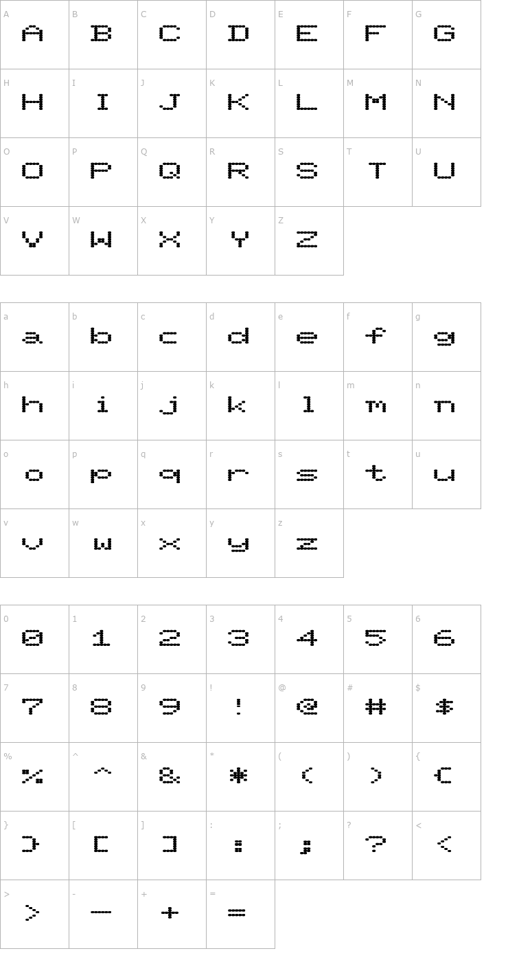 Character Map FZ DIGITAL 11 EX Font