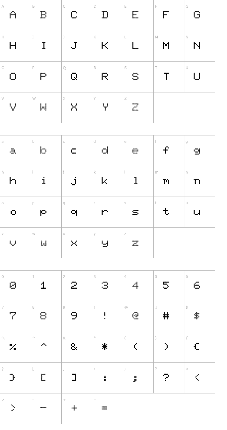 Character Map FZ DIGITAL 11 Font
