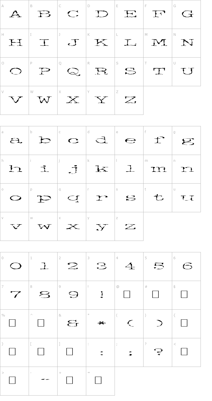 Character Map FZ DIGITAL 2 EX Font