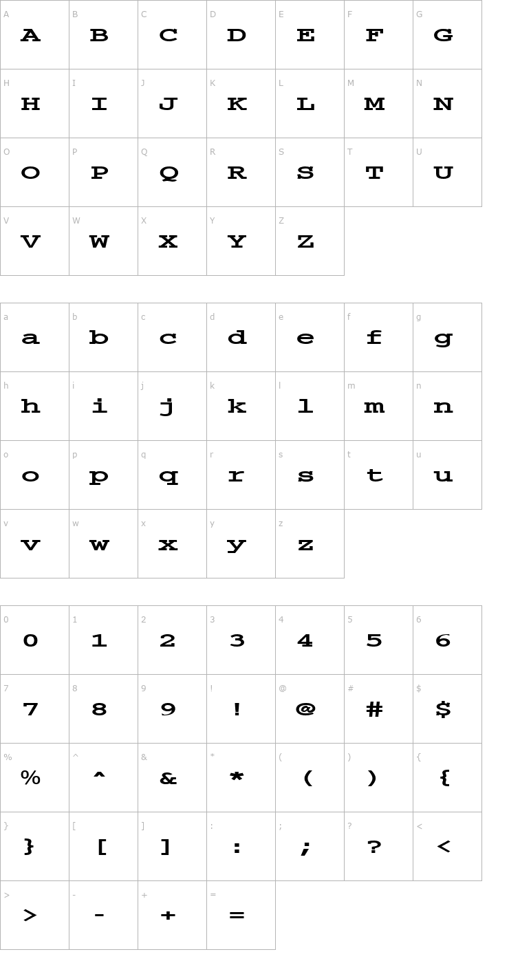 Character Map FZ DIGITAL 3 EX Font