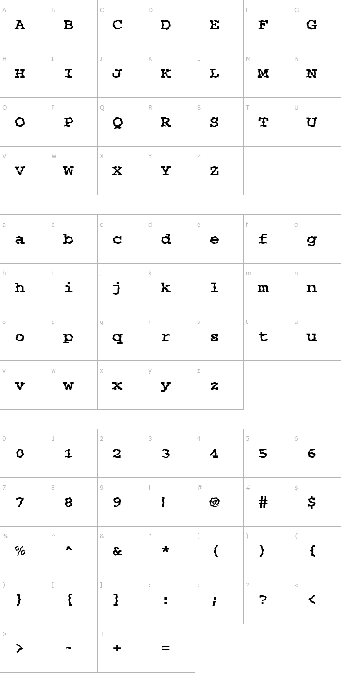 Character Map FZ DIGITAL 3 WAVEY Font