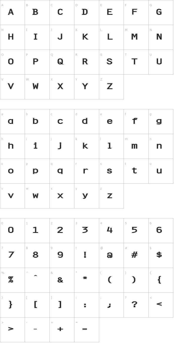 Character Map FZ DIGITAL 4 CONTOUR EX Font