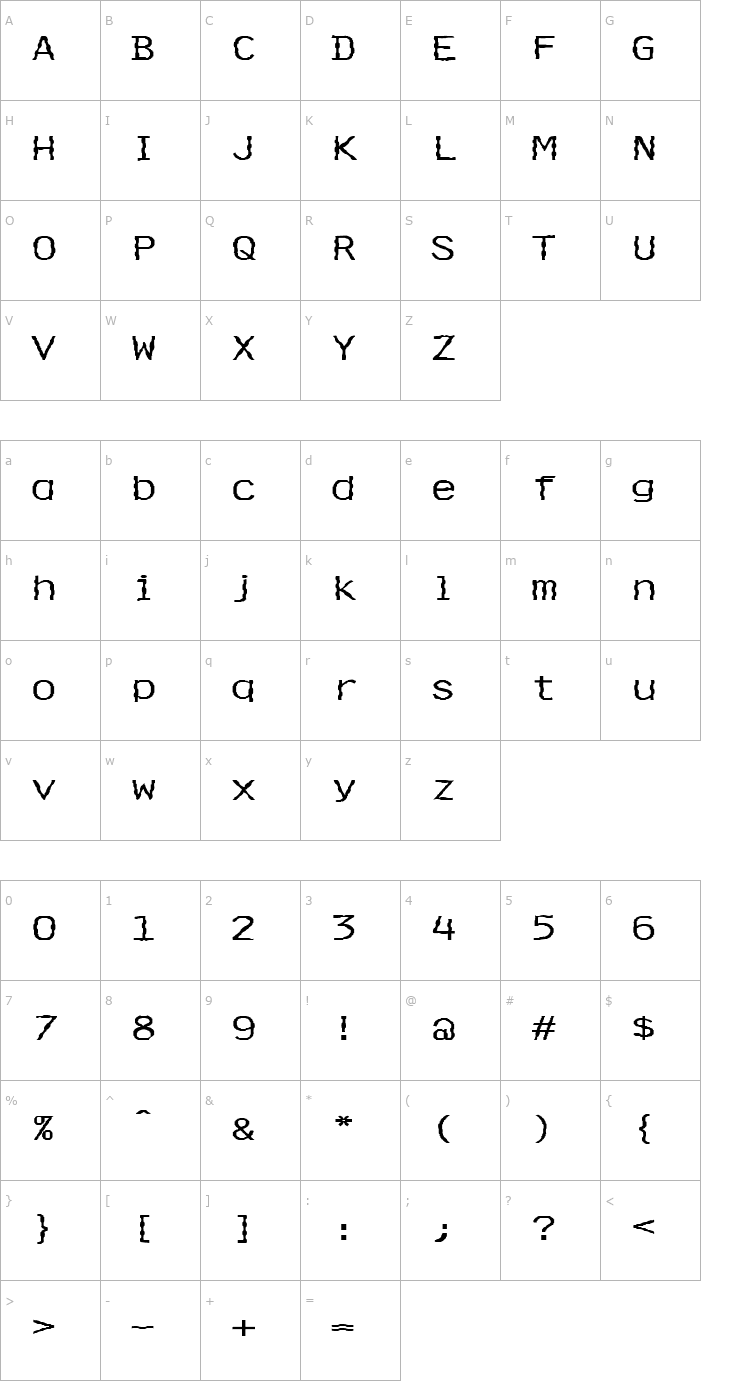 Character Map FZ DIGITAL 4 WAVEY EX Font