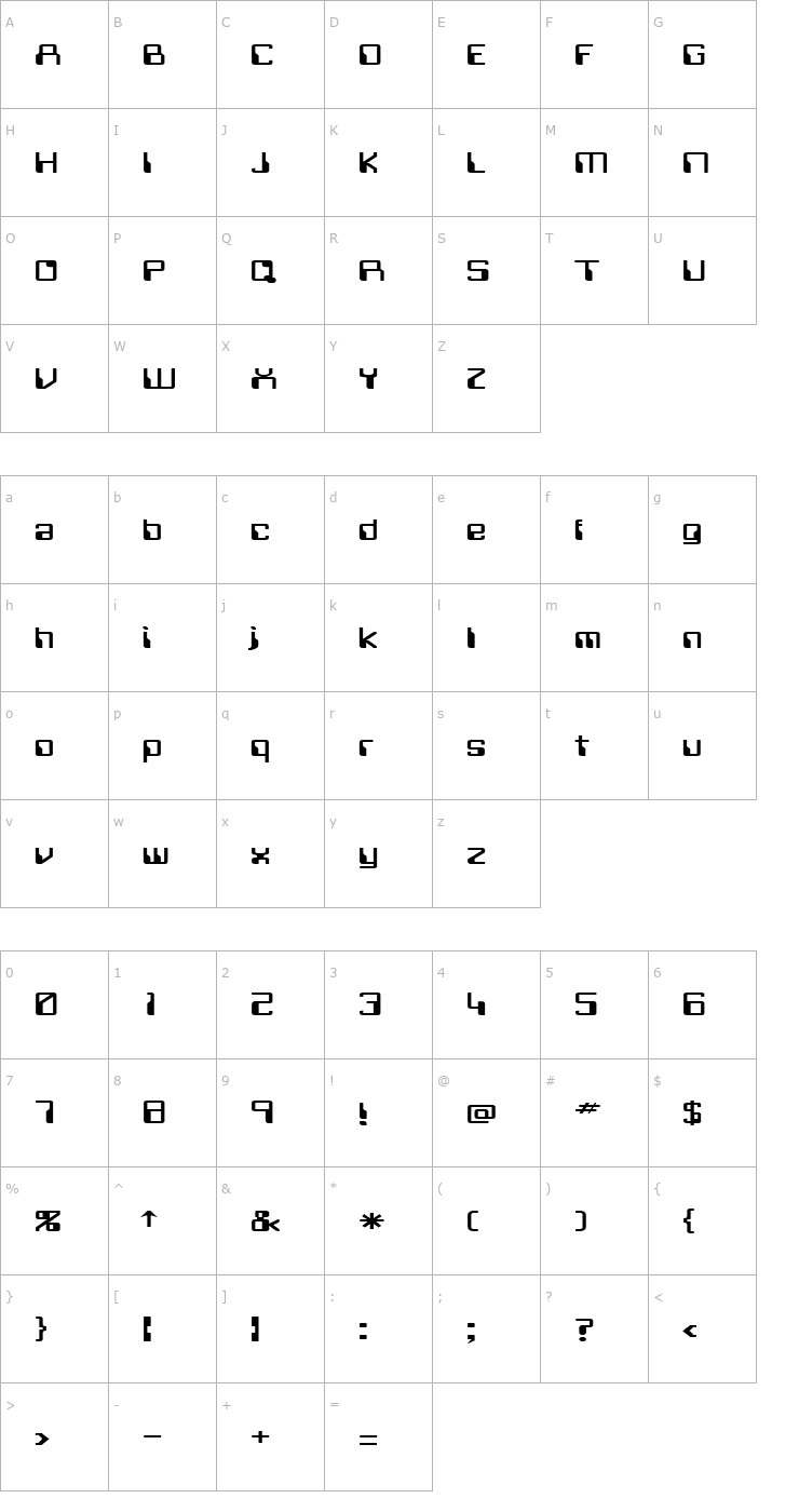 Character Map FZ DIGITAL 5 EX Font