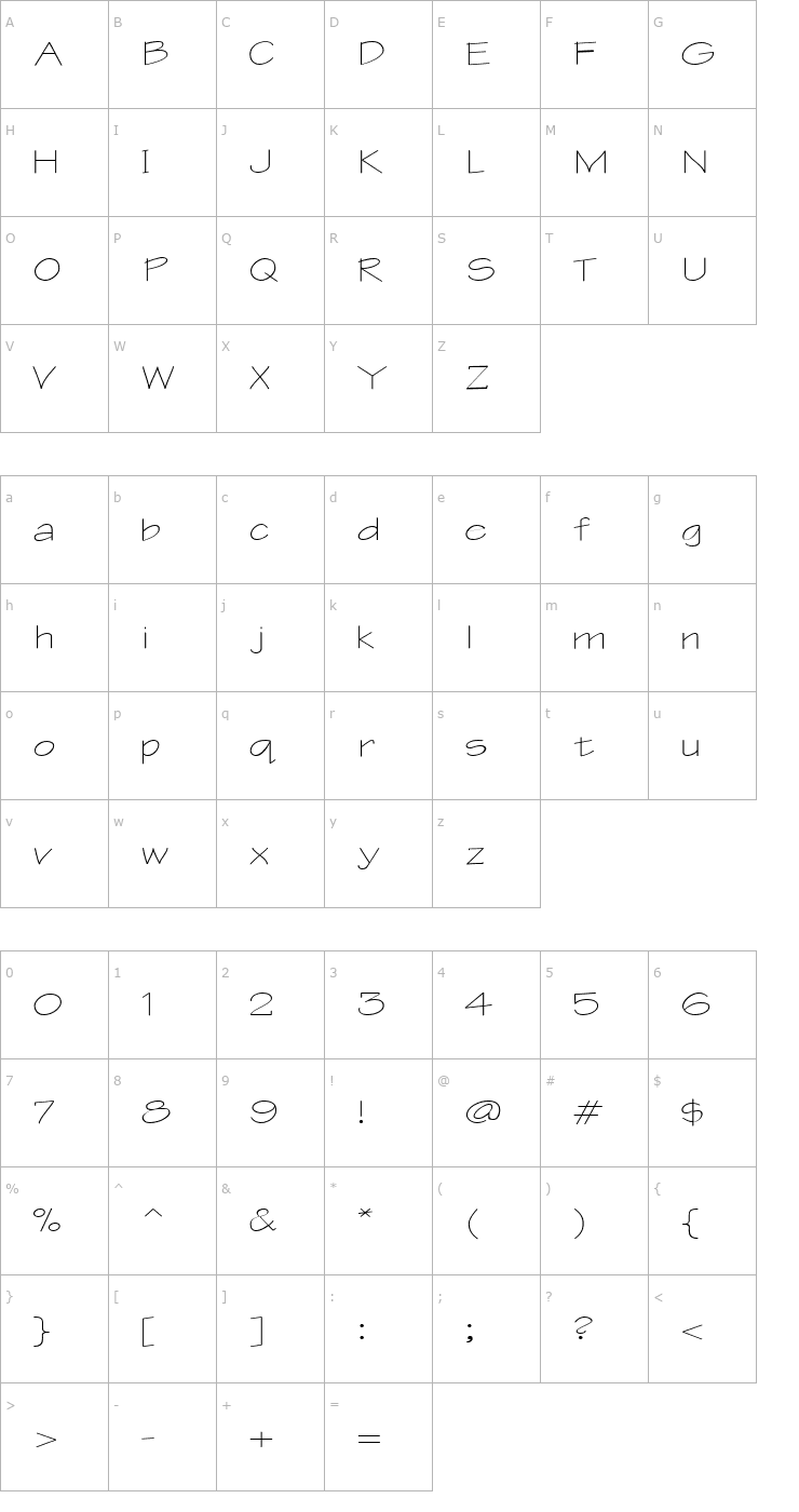 Character Map FZ HAND 1 EX Font